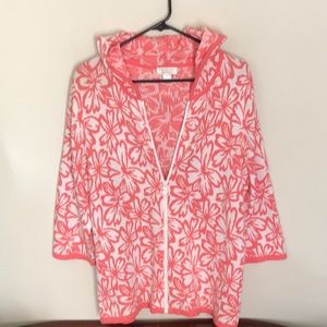 ❣️❣️to this pretty coral and white hooded cardigan